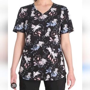 Disney Dalmatians Dog Puppy Animal Floral Print Scub Top 3 XL